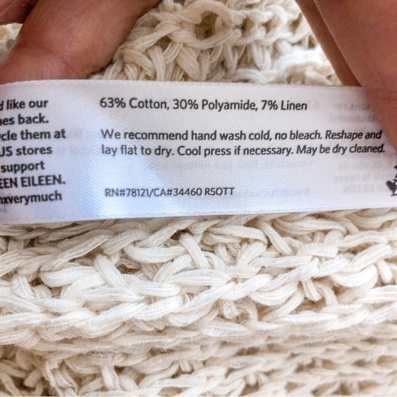 Eileen Fisher Open Stitch Knit Sweater High - Low Hem Cream Medium - Picture 8 of 9